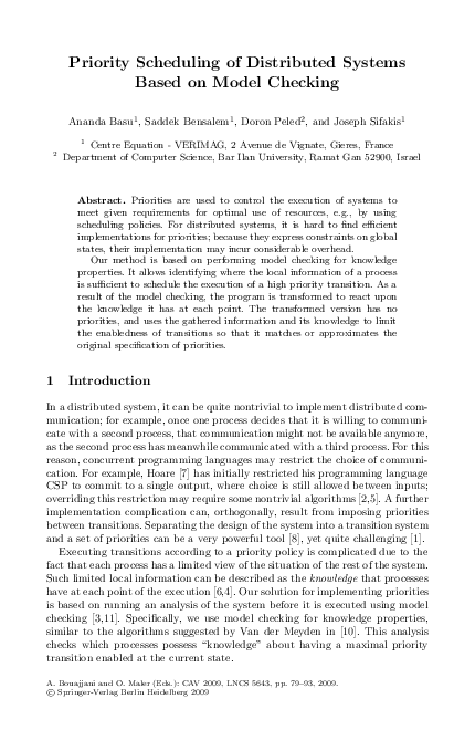 (PDF) Priority scheduling of distributed systems based on model checking