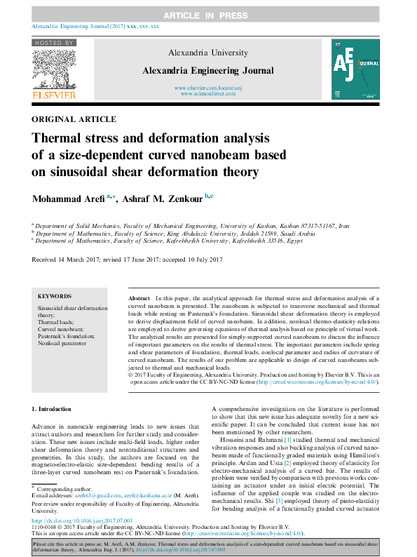 (PDF) Thermal stress and deformation analysis of a size-dependent ...