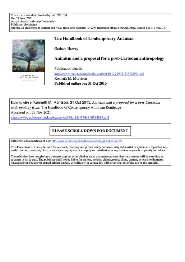 PDF) The Handbook of Contemporary Animism