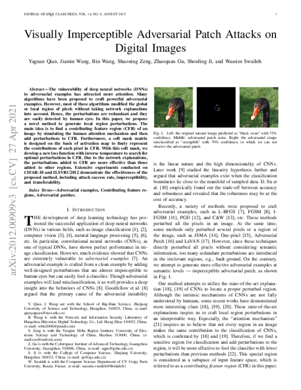 (PDF) Visually Imperceptible Adversarial Patch Attacks on Digital Images
