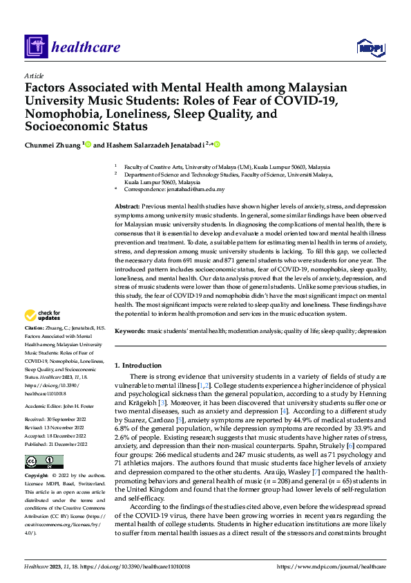 (PDF) Factors Associated with Mental Health among Malaysian University ...