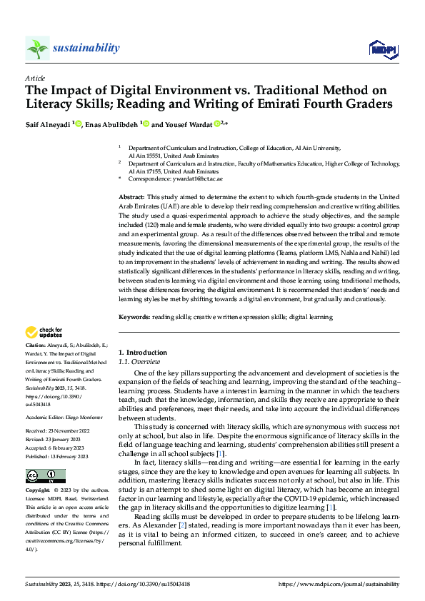 (PDF) The Impact of Digital Environment vs. Traditional Method on ...