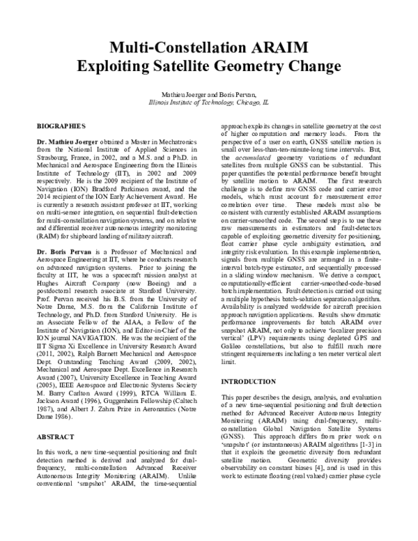 (PDF) Multi-constellation ARAIM exploiting satellite geometry change