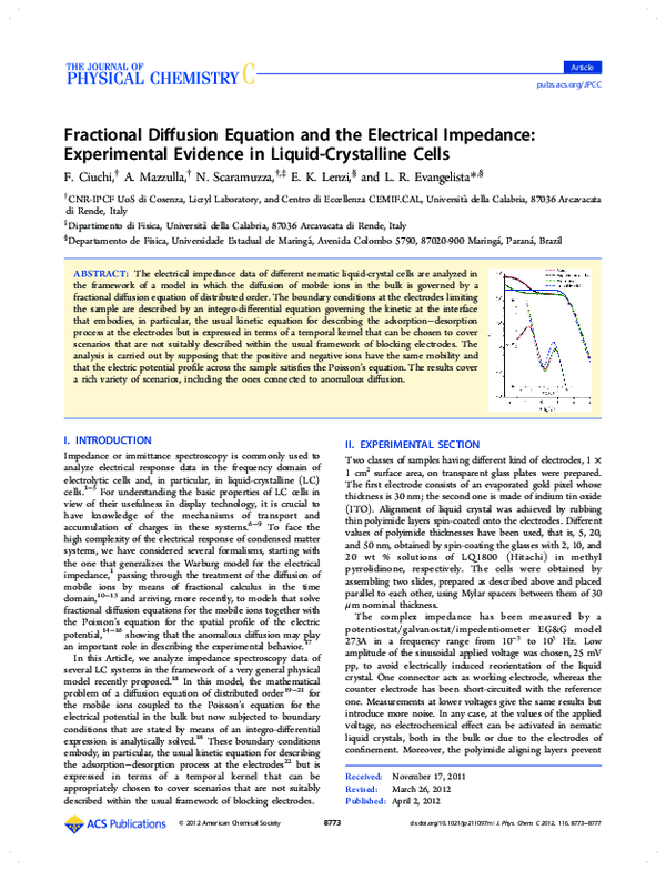 (PDF) Fractional Diffusion Equation and the Electrical Impedance ...