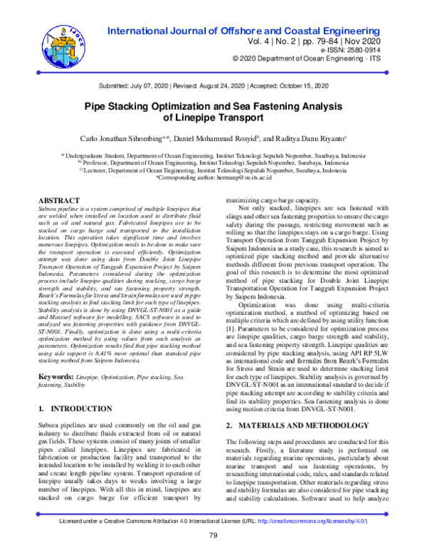 (PDF) Pipe Stacking Optimization and Sea Fastening Analysis of Linepipe ...