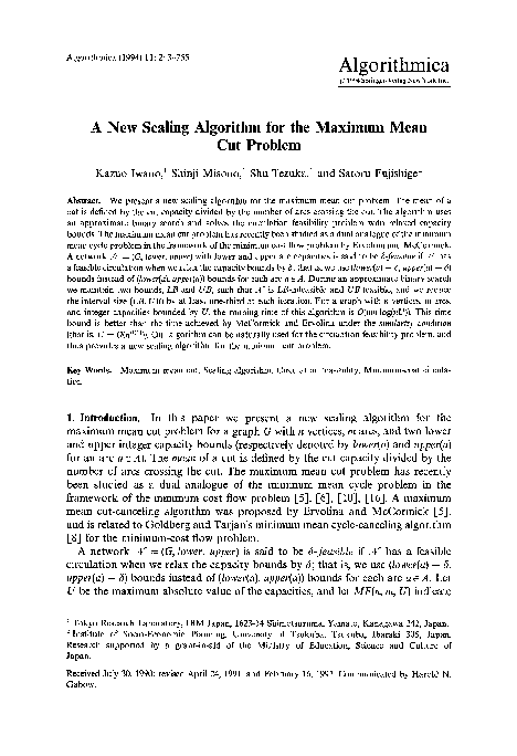 (PDF) A new scaling algorithm for the maximum mean cut problem