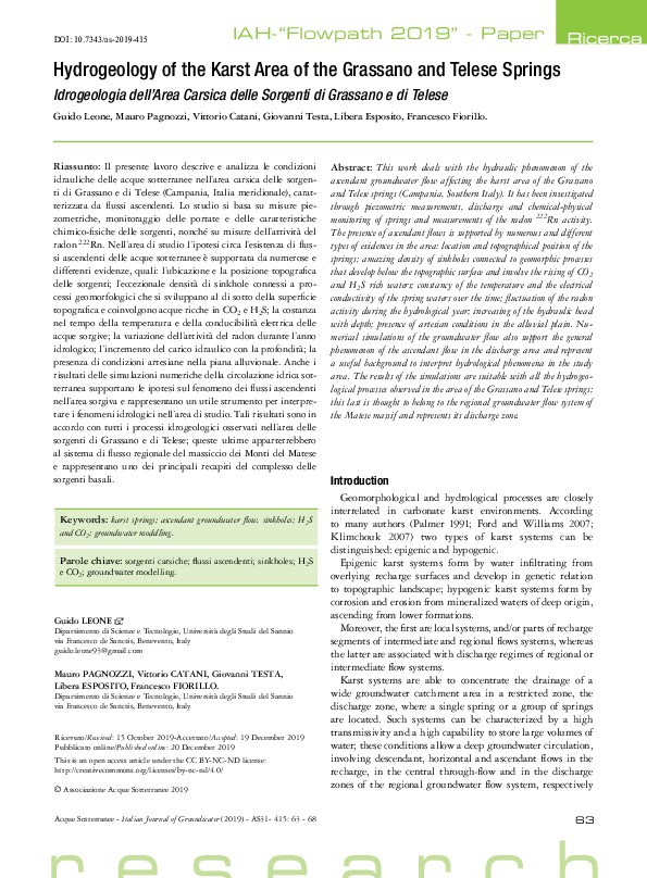 Hydrogeology of the Karst Area of the Grassano and Telese Springs