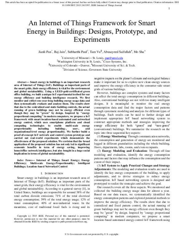 (PDF) An Internet of Things Framework for Smart Energy in Buildings ...