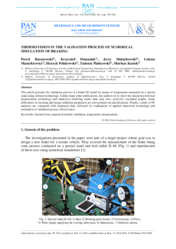 (PDF) Thermovision in the Validation Process of Numerical Simulation of ...