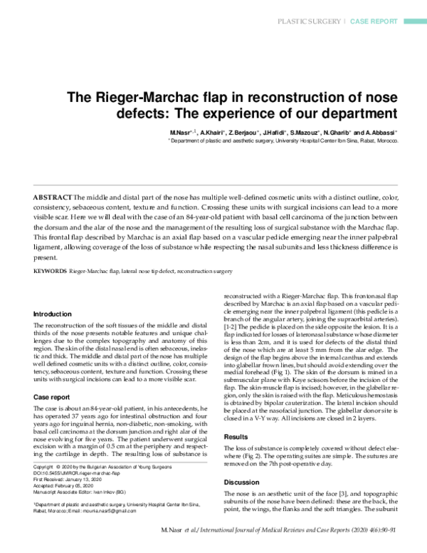 (PDF) The Rieger- Marchac flap in reconstruction of nose defects : the ...