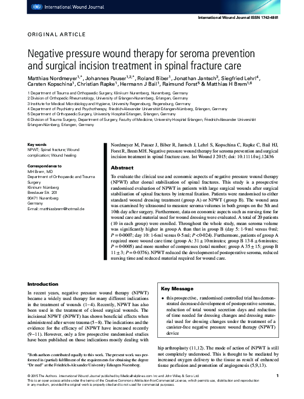 (PDF) Negative pressure wound therapy for seroma prevention and ...