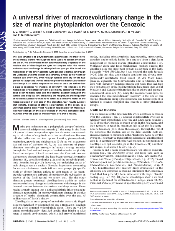 (PDF) A universal driver of macroevolutionary change in the size of ...