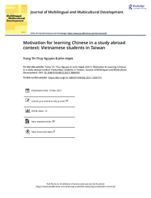 (PDF) Motivation for learning Chinese in a study abroad context ...