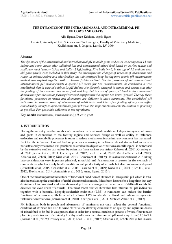(PDF) The Dynamics of the Intraabomasal and Intraruminal PH of Cows and ...