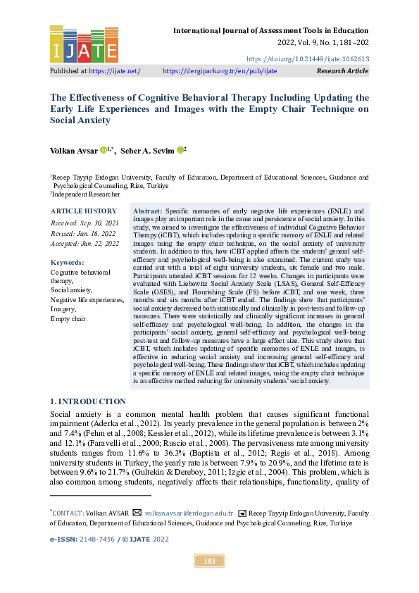 (PDF) The Effectiveness of Cognitive Behavioral Therapy Including ...
