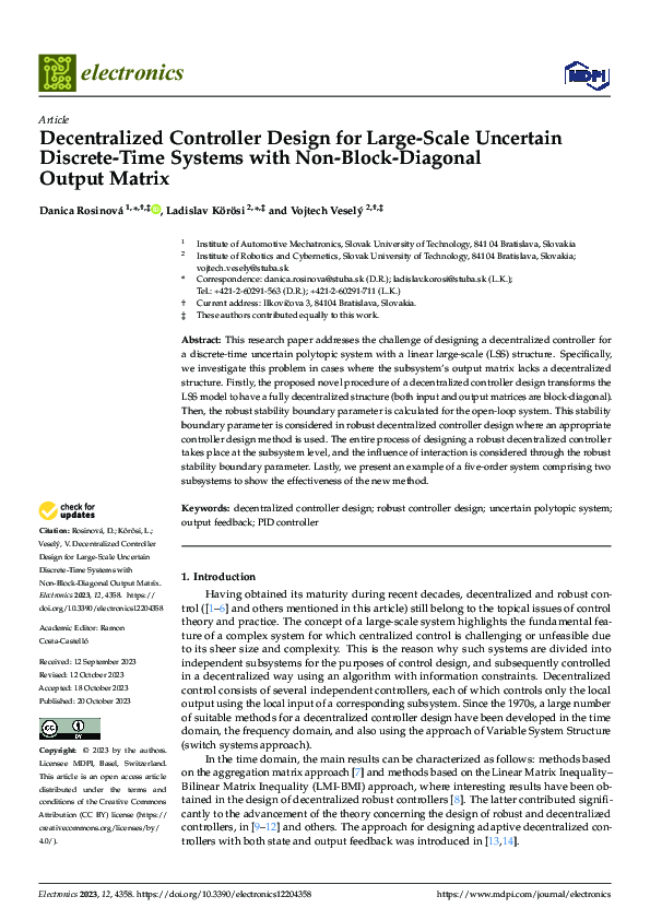 (PDF) Decentralized Controller Design for Large-Scale Uncertain ...