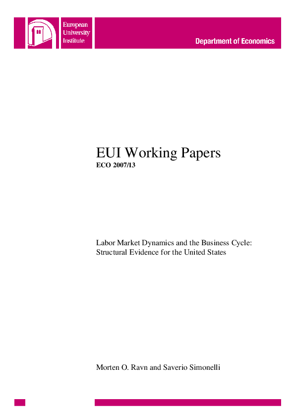 (PDF) Labor Market Dynamics and the Business Cycle: Structural Evidence ...
