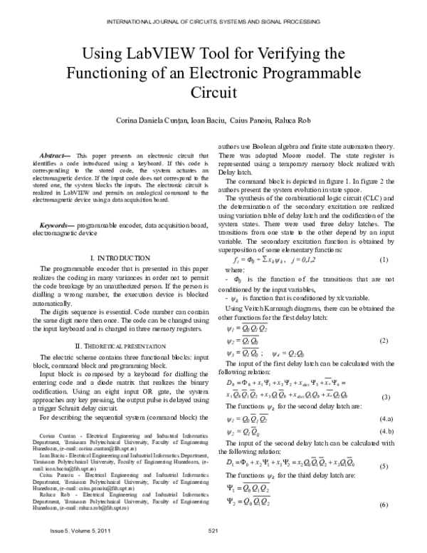 (PDF) Using LabVIEW Tool for Verifying the Functioning of an Electronic ...