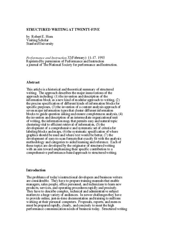 (PDF) Structured writing at twenty-five