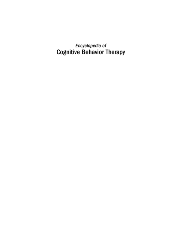 PDF) Encyclopedia of Cognitive Behavior Therapy