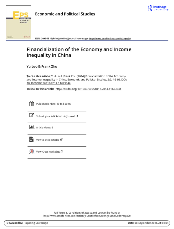 (PDF) Financialization of the economy and income inequality in selected ...