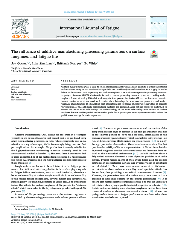 (PDF) The influence of additive manufacturing processing parameters on ...