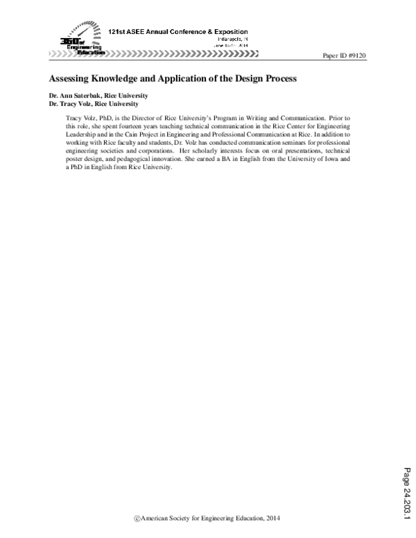 (PDF) Assessing Knowledge and Application of the Design Process