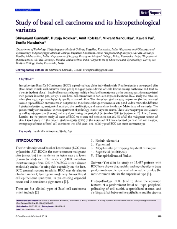 (PDF) Study of basal cell carcinoma and its histopathological Study of ...