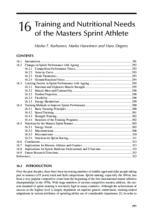 (PDF) Training and nutritional needs of the master sprint athlete