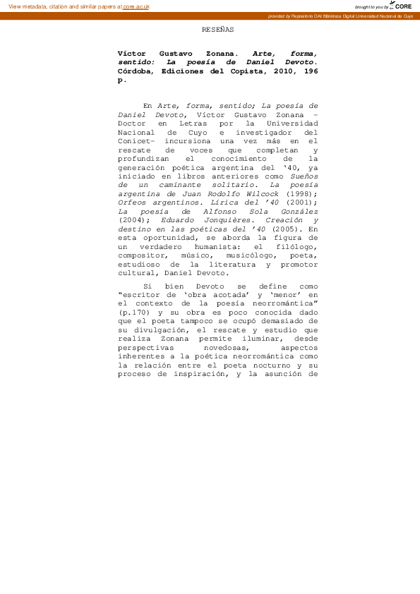 (PDF) Víctor Gustavo Zonana. Arte, forma, sentido: la poesía de Daniel ...
