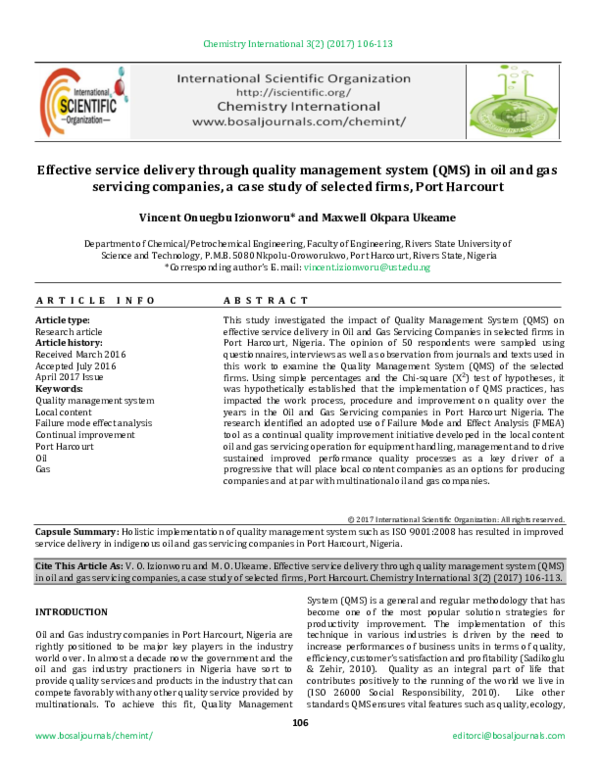 (PDF) Effective service delivery through quality management system (QMS ...