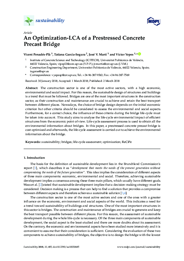 (PDF) An Optimization-LCA of a Prestressed Concrete Precast Bridge