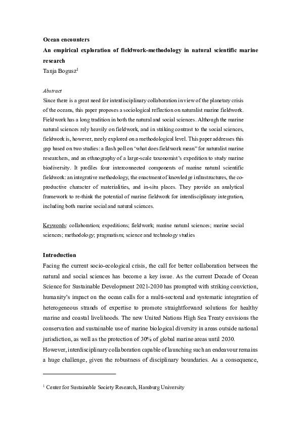(PDF) An empirical exploration of fieldwork-methodology in natural ...