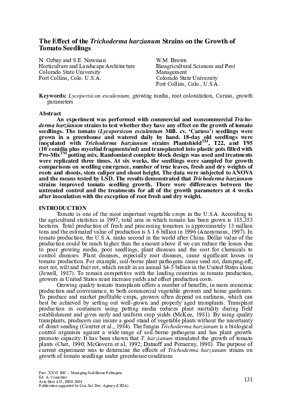 (PDF) The Effect of the Trichoderma Harzianum Strains on the Growth of ...