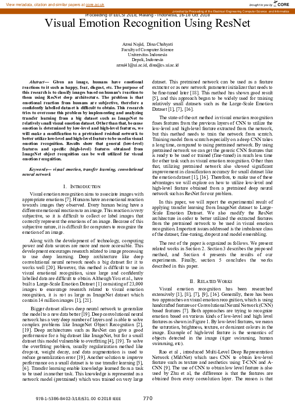 (PDF) Visual Emotion Recognition Using ResNet