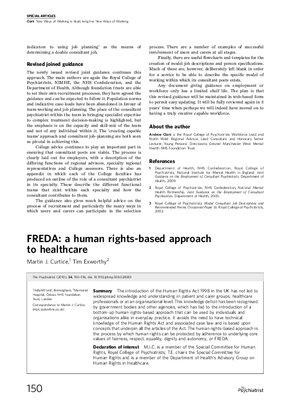 (PDF) FREDA: a human rights-based approach to healthcare