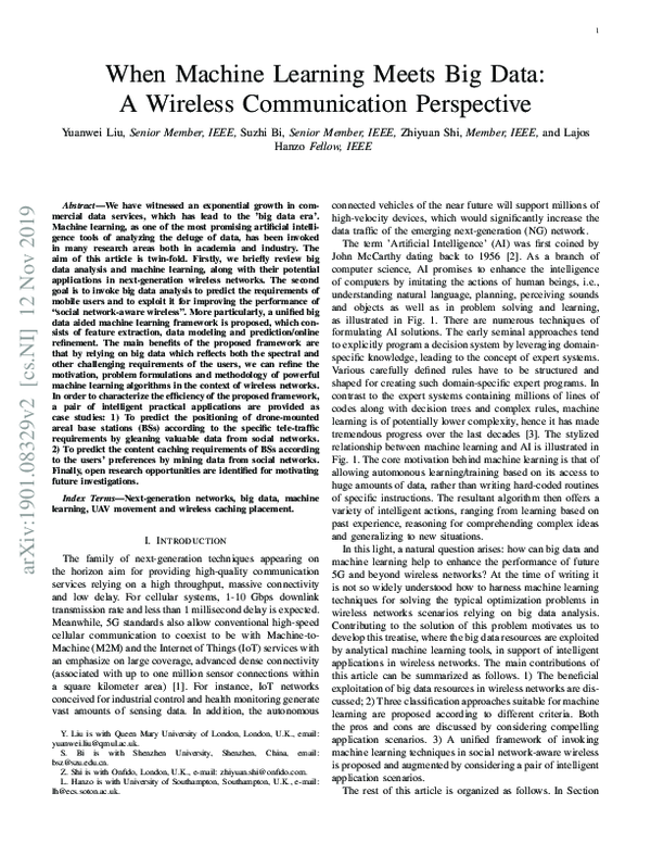 (PDF) When Machine Learning Meets Big Data: A Wireless Communication ...