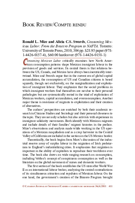 (PDF) Ronald L. Mize and Alicia C.S. Swords, Consuming Mexican Labor ...