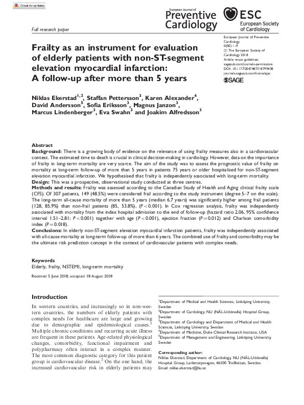 (PDF) Frailty as an instrument for evaluation of elderly patients with ...