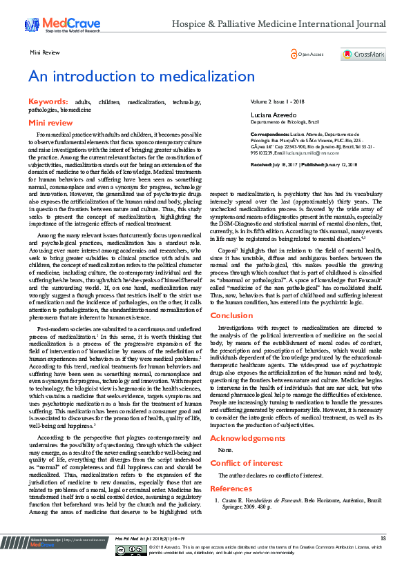 (PDF) An Introduction to Medicalization