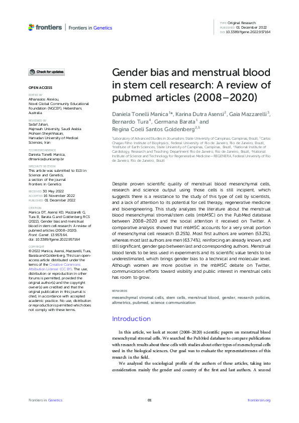 (PDF) Gender bias and menstrual blood in stem cell research: A review ...