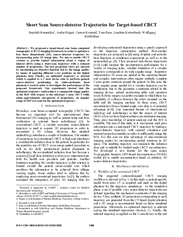 (PDF) Short Scan Source-detector Trajectories for Target-based CBCT