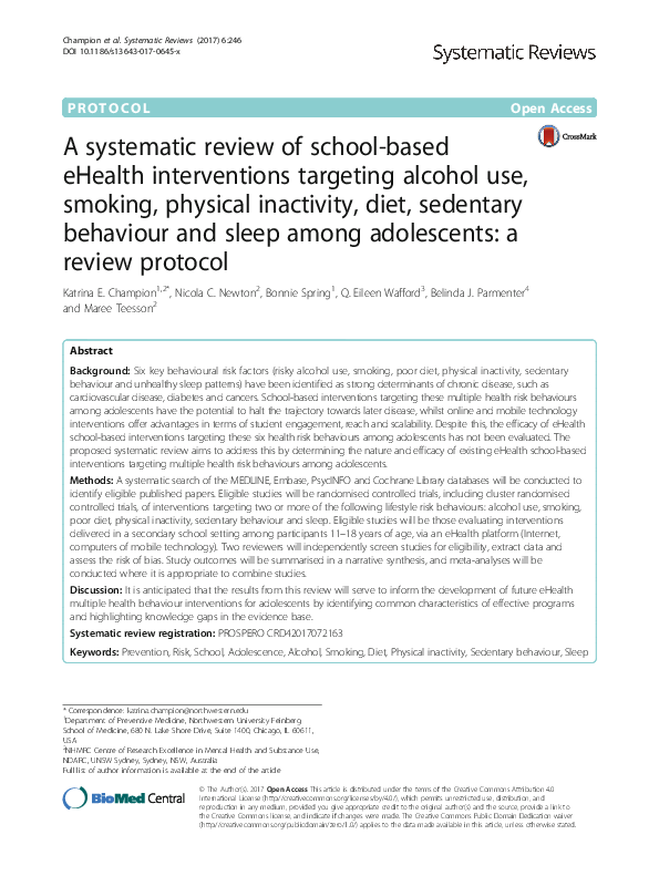 (PDF) A systematic review of school-based eHealth interventions ...