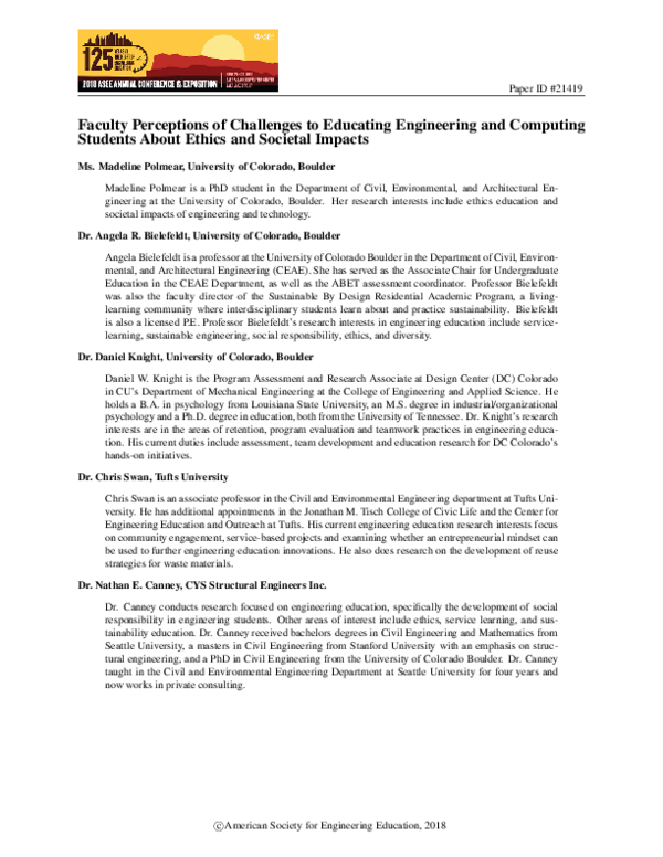 (PDF) Faculty Perceptions of Challenges to Educating Engineering and ...