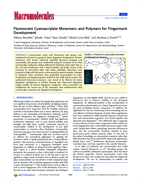 (PDF) Fluorescent Cyanoacrylate Monomers and Polymers for Fingermark