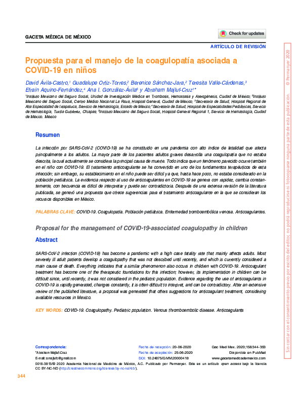 (PDF) Proposal for the management of COVID-19-associated coagulopathy ...