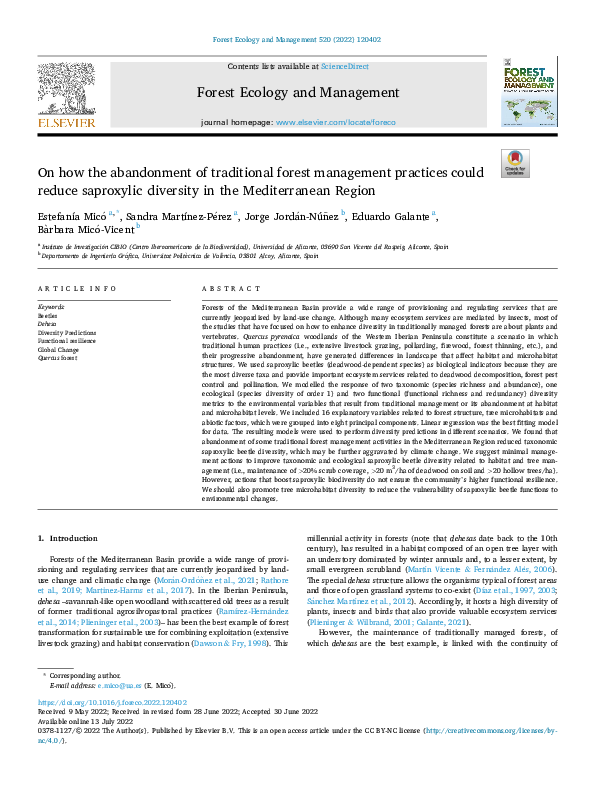 (PDF) On how the abandonment of traditional forest management practices ...