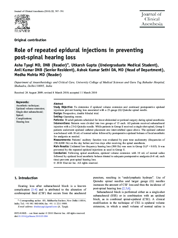 (PDF) Role of repeated epidural injections in preventing post-spinal ...