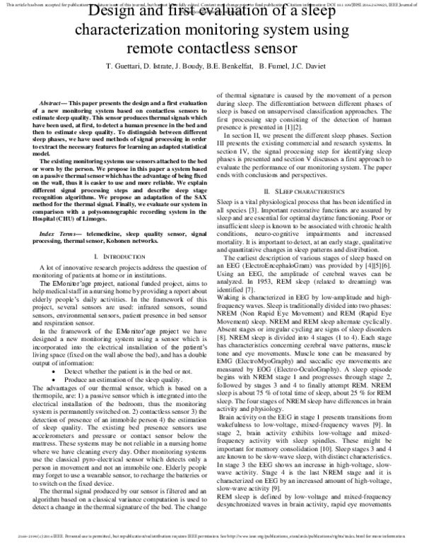 (PDF) Design and First Evaluation of a Sleep Characterization ...