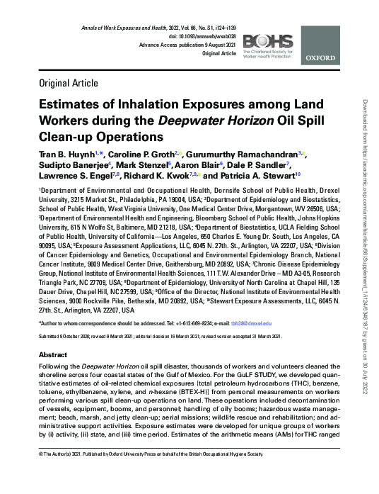 (PDF) Estimates of Inhalation Exposures among Land Workers during the ...
